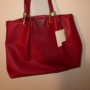 Anne Klein NWT Soft Hinge Tote Firebrick Red